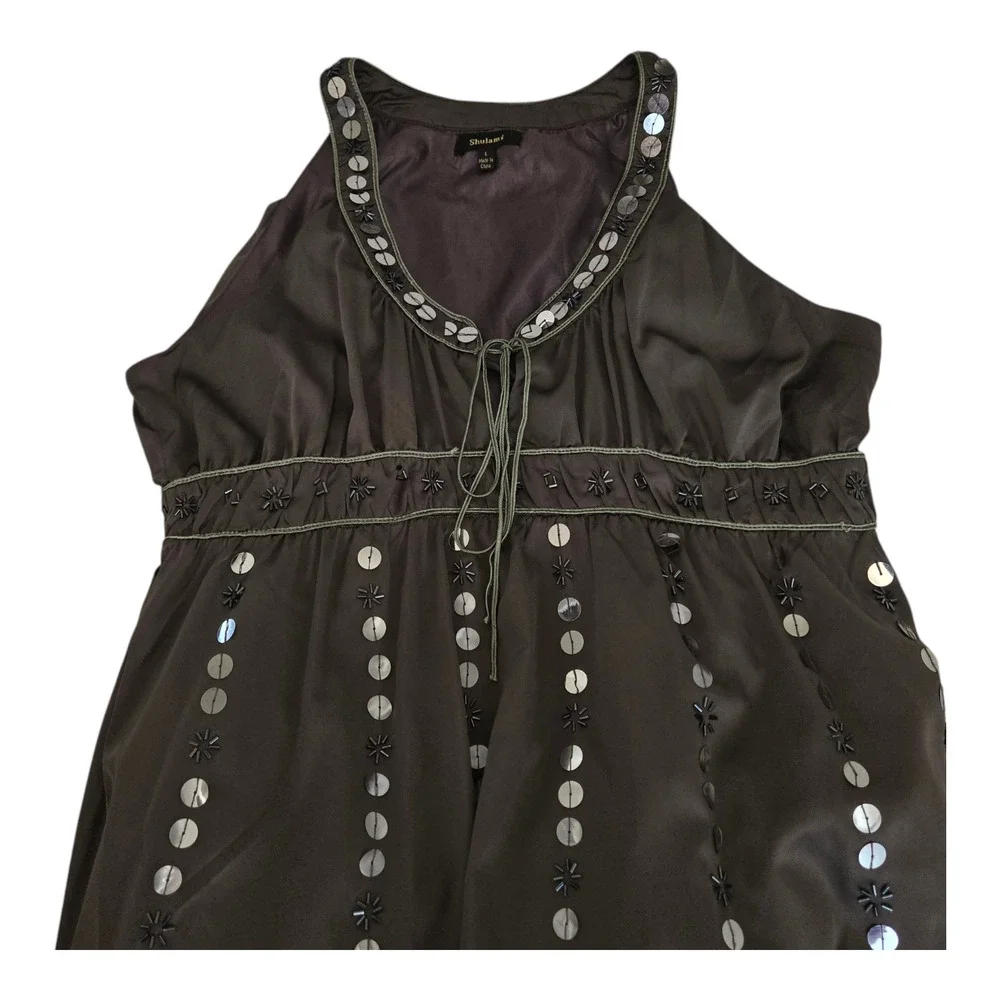 Shulami Longe dress Large Green with sequin